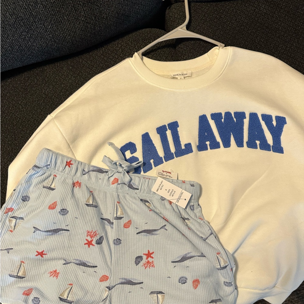 White Sail Away Sweatshirt PJ Set